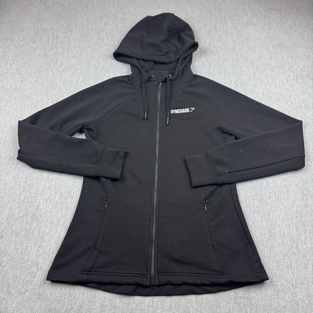 Gymshark Hoodie Womens Medium Black Athletic Training Gym Sweatshirt Full Zip